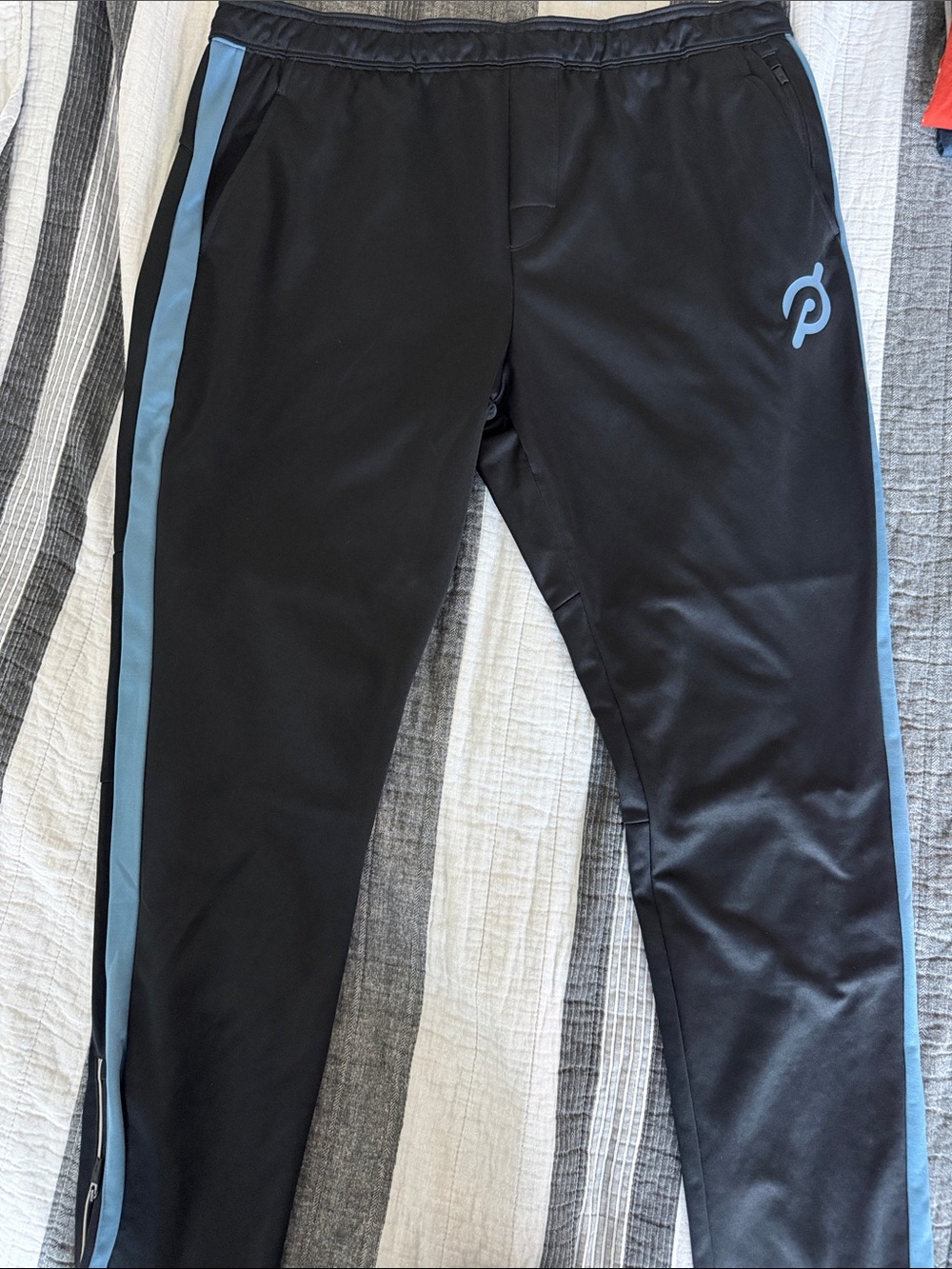XL Peloton Black Joggers with Light Blue Side Stripe